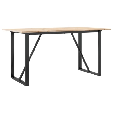 Masă de bucătărie, cadru O, 140x80x75cm lemn masiv pin și fontă - Img 5