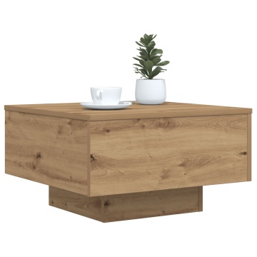 Masă de cafea cu lumini LED Stejar Artisan 55x55x31 cm - Img 3
