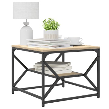 Masă de cafea cu raft din stejar Sonoma – 51x50x40 cm – fabricată din lemn prelucrat - Img 3