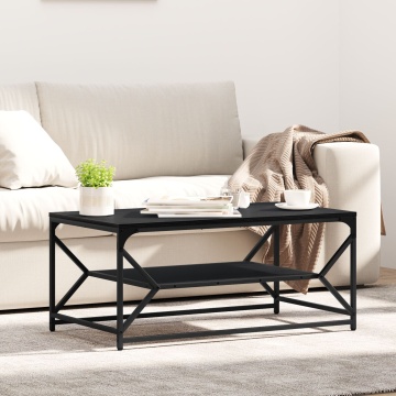 Masă de cafea cu raft, stejar negru, 90x50x40 cm lemn prelucrat - Img 1
