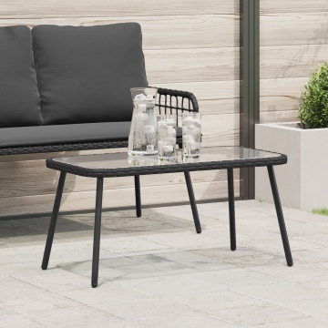 Masă de cafea Neagră 90x45x42 cm din Poliratan - Img 1