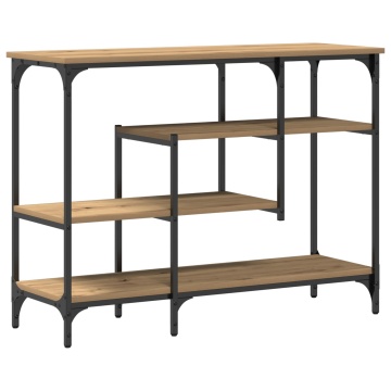 Masă de Consolă Artisan Stejar 100x35x75 cm Lemn Stratificat & Oțel - Img 2
