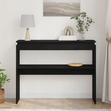 Masă de consolă Negru Stejar 80x30x102 cm Lemn - Img 4