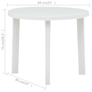Masă de grădină, alb, 89 cm, plastic - Img 5