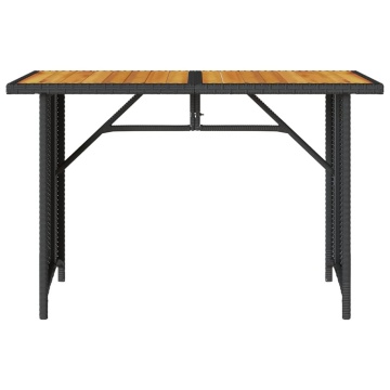 Masă de grădină cu blat din lemn, negru 110x68x70 cm poliratan - Img 4