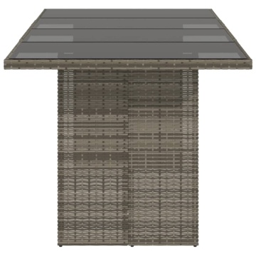 Masă de grădină cu blat din sticlă gri, 190x80x75 cm, poliratan - Img 8