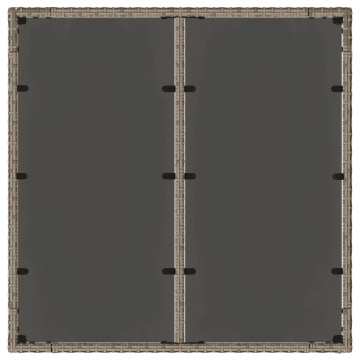 Masă de grădină cu blat din sticlă, gri, 90x90x75 cm, poliratan - Img 5