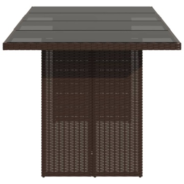 Masă de grădină cu blat din sticlă maro 190x80x75 cm poliratan - Img 8