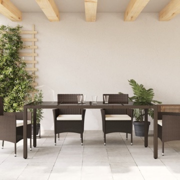 Masă de grădină cu blat din sticlă maro 190x90x75 cm poliratan - Img 3