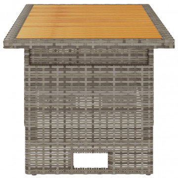 Masă de grădină gri 100x50x43/63 cm lemn acacia și poliratan - Img 4