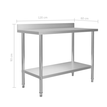 Masă de lucru bucătărie bordură antistropire 120x60x93 cm oțel - Img 6