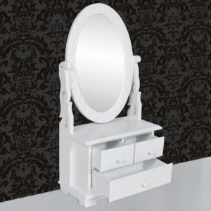 Masă de machiaj cu oglindă oscilantă ovală, MDF - Img 5
