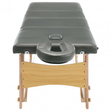 Masă de masaj cu 4 zone, cadru din lemn, antracit, 186 x 68 cm - Img 8