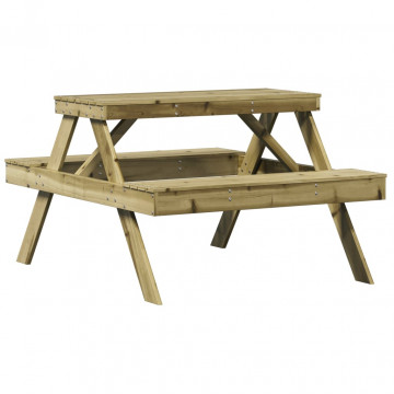 Masă de picnic, 105x134x75 cm, lemn impregnat de pin - Img 5