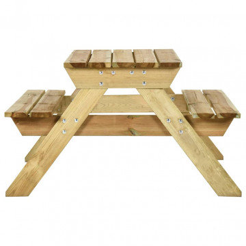 Masă de picnic cu bănci, 110x123x73 cm, lemn de pin tratat - Img 2