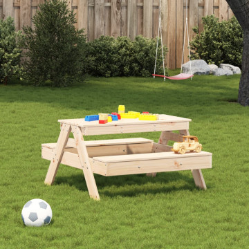 Masă de picnic pentru copii, 88x97x52 cm, lemn masiv de pin - Img 3