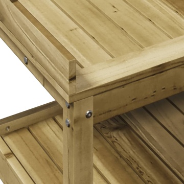 Masă de plantare cu rafturi, 108x45x86,5 cm, lemn pin tratat - Img 7