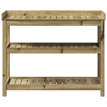 Masă de plantare cu rafturi, 108x45x86,5 cm, lemn pin tratat - Img 8