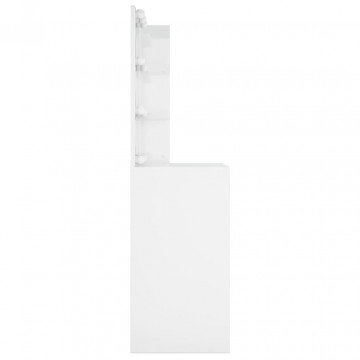Masă de toaletă cu LED, alb extralucios, 60x40x140 cm - Img 5