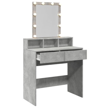 Masă de toaletă cu LED, gri beton, 80x41x144,5 cm - Img 7
