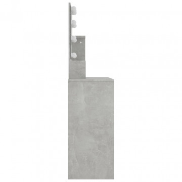 Masă de toaletă cu LED, gri beton, 86,5x35x141 cm - Img 5