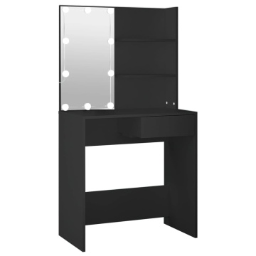Masă de toaletă cu LED, negru, 74,5x40x141 cm - Img 2