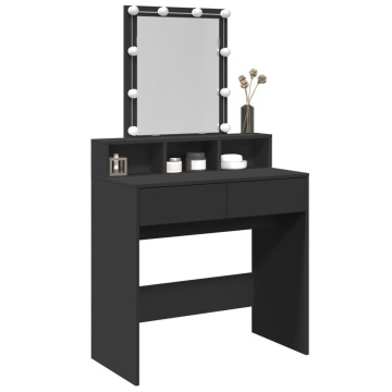 Masă de toaletă cu LED, negru, 80x41x144,5 cm - Img 4