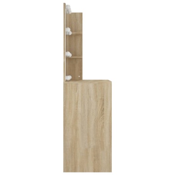 Masă de toaletă cu LED, stejar sonoma, 60x40x140 cm - Img 5
