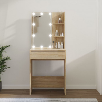 Masă de toaletă cu LED, stejar sonoma, 60x40x140 cm - Img 1
