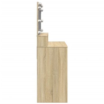 Masă de toaletă cu LED, stejar sonoma, 80x41x134,5 cm - Img 5