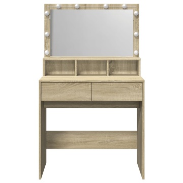 Masă de toaletă cu LED, stejar sonoma, 80x41x134,5 cm - Img 8