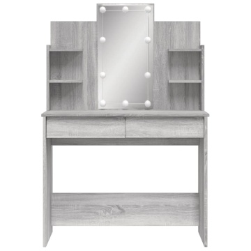Masă de toaletă cu LED-uri, gri sonoma, 96x40x142 cm - Img 8