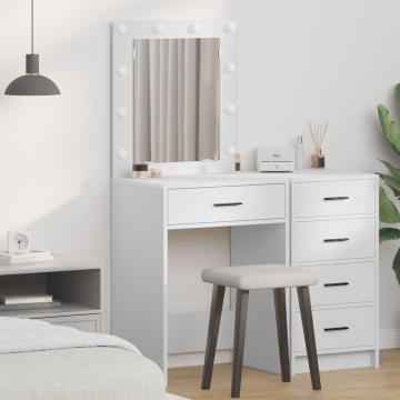 Masa de toaletă cu lumini LED, alb, 50x41x135 cm - Img 1