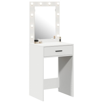 Masa de toaletă cu lumini LED, alb, 50x41x135 cm - Img 3