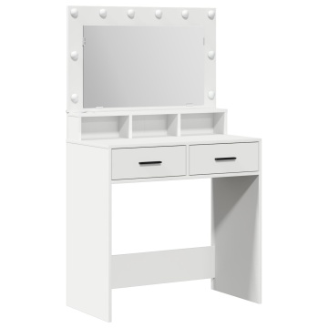 masa de toaletă cu lumini LED, alb, 79x41x135 cm - Img 2