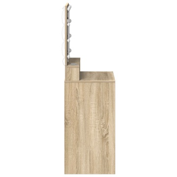 Masă de toaletă cu lumini LED, stejar sonoma, 50x41x135 cm - Img 4