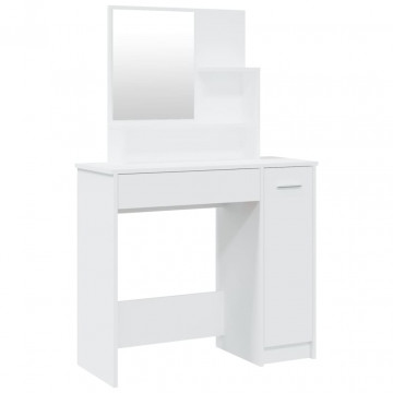 Masă de toaletă cu oglindă, alb, 86,5x35x136 cm - Img 2