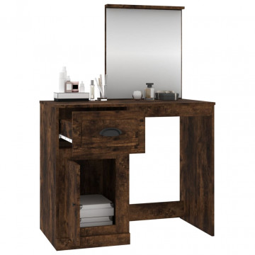 Masă de toaletă cu oglindă, stejar fumuriu 90x50x132,5 cm lemn - Img 8