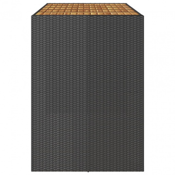 Masă grădină blat din lemn acacia negru 185x80x110 cm poliratan - Img 5