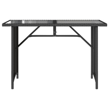 Masă grădină cu blat din sticlă, negru, 110x68x70 cm, poliratan - Img 4