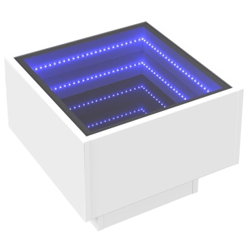 Masă laterală cu LED, alb, 40x40x30 cm, lemn prelucrat - Img 3