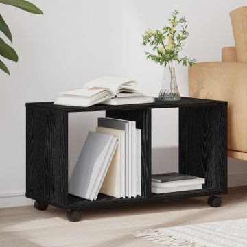 Masă laterală cu roți stejar negru 72x33x42,5 cm lemn prelucrat - Img 1