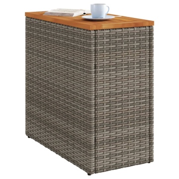 Masă laterală de grădină blat lemn gri 58x27,5x55 cm poliratan - Img 4