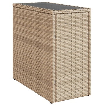 Masă laterală grădină, blat sticlă, bej 58x27,5x55 cm poliratan - Img 2
