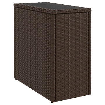 Masă laterală grădină, blat sticlă, maro 58x27,5x55cm poliratan - Img 2