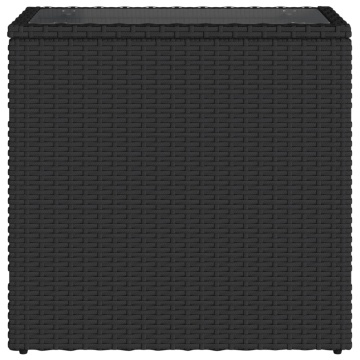 Masă laterală grădină blat sticlă negru 58x27,5x55 cm poliratan - Img 5