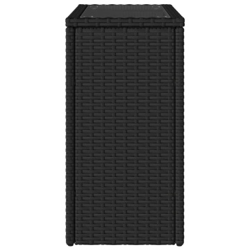 Masă laterală grădină blat sticlă negru 58x27,5x55 cm poliratan - Img 8
