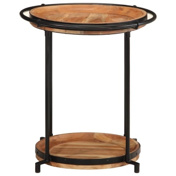 Masă laterală, Ø55x60 cm, lemn masiv de acacia - Img 2