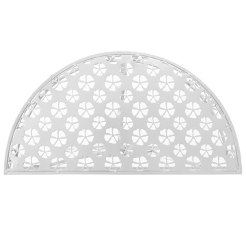 Masă laterală tip vintage argintiu 72x36x74 cm metal semirotund - Img 3