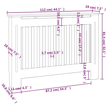 Mască de calorifer încălzire, dulap radiator, alb, 112 cm, MDF - Img 5